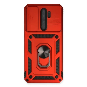 Newface Xiaomi Redmi Note 8 Pro Kılıf Pars Lens Yüzüklü Silikon - Kırmızı