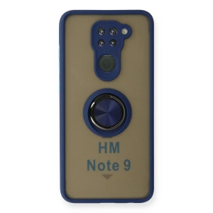 Newface Xiaomi Redmi Note 9 Kılıf Montreal Yüzüklü Silikon Kapak - Lacivert