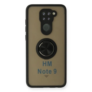 Newface Xiaomi Redmi Note 9 Kılıf Montreal Yüzüklü Silikon Kapak - Siyah