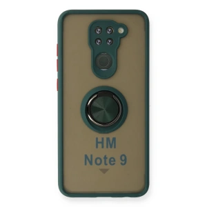 Newface Xiaomi Redmi Note 9 Kılıf Montreal Yüzüklü Silikon Kapak - Yeşil