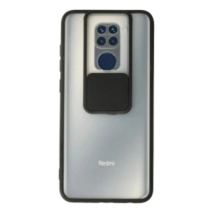 Newface Xiaomi Redmi Note 9 Kılıf Palm Buzlu Kamera Sürgülü Silikon - Siyah