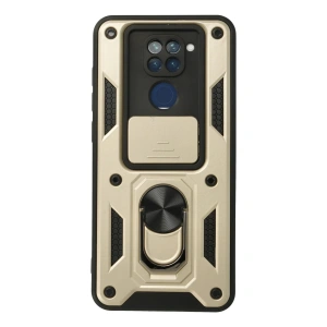 Newface Xiaomi Redmi Note 9 Kılıf Pars Lens Yüzüklü Silikon - Gold