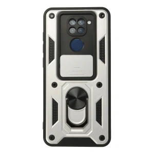 Newface Xiaomi Redmi Note 9 Kılıf Pars Lens Yüzüklü Silikon - Gümüş