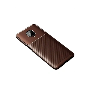 Newface Xiaomi Redmi Note 9 Pro Kılıf Auto Focus Karbon Kapak - Kahverengi