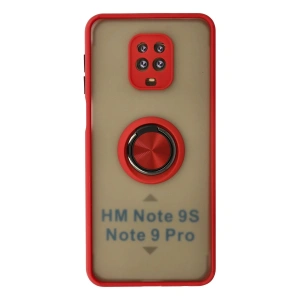 Newface Xiaomi Redmi Note 9 Pro Kılıf Montreal Yüzüklü Silikon Kapak - Kırmızı