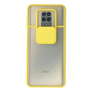 Newface Xiaomi Redmi Note 9 Pro Kılıf Palm Buzlu Kamera Sürgülü Silikon - Sarı