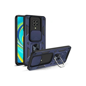 Newface Xiaomi Redmi Note 9 Pro Kılıf Pars Lens Yüzüklü Silikon - Lacivert