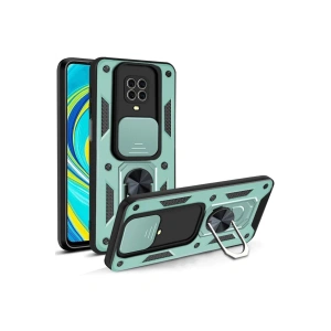 Newface Xiaomi Redmi Note 9 Pro Kılıf Pars Lens Yüzüklü Silikon - Yeşil