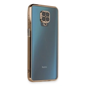 Newface Xiaomi Redmi Note 9 Pro Kılıf Razer Lensli Silikon - Gold