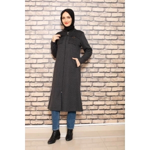 Omuzu Parçalı Antrasit Tesettür Kap