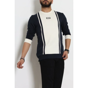 Ön Şeritli Basic Erkek Sweat Lacivert - 26182.2125.