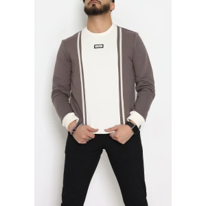Ön Şeritli Basic Erkek Sweat Vizon - 26182.2125.