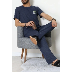 Ön Ve Arka Baskılı Süprem Erkek Pijama Takımı İndigo2 - 70862.1961.