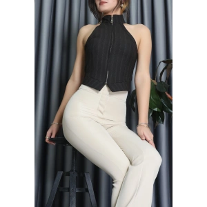 Önden Fermuarlı Yelek Kahve - 120696.444.