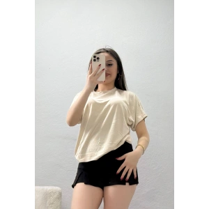 Örme Modal Çıtçıtlı Bluz Bej - 71335.1567.