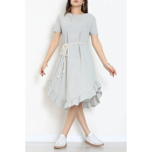 Oversize Süprem Kumaş Elbise Gri - 71016.1748.