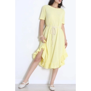 Oversize Süprem Kumaş Elbise Sarı - 71016.1748.