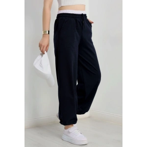 Özel Tasarım İki İplik Beli Lastikli Eşofman Lacivertbeyaz - 70175.1857.