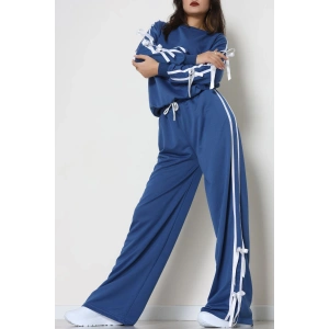 Özel Tasarım İki İplik Kurdele Detay Eşofman Takım İndigo - 70164.1857.