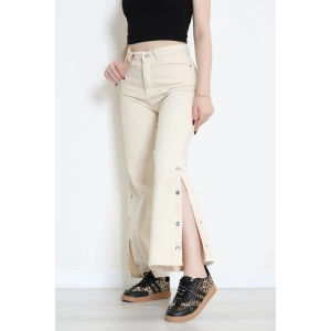 Paça Çıtçıtlı Palazzo Kot Pantolon Krem - 410390.2141.