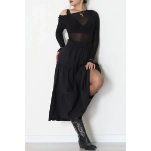 Pamuklu Dokuma Çingene Etek Siyah - 51058.1837.