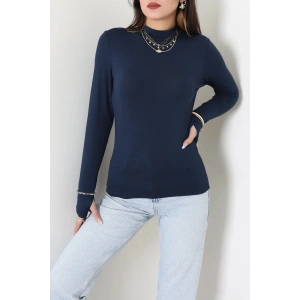 Parmak Geçmeli Bluz Lacivert - 21756.200.