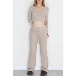 Parmak Geçmeli İnterlok Fitilli Takım Bej - 90959.1748.