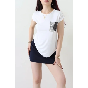 Payet Detaylı Bluz Beyaz - 44001.599.