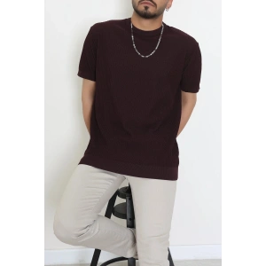 Petek Örgü Triko Tişört Bordo - 71593.2167.
