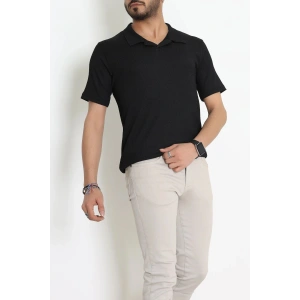 Polo Yaka Bürümcük Erkek Tişört Siyah - 70928.1937.
