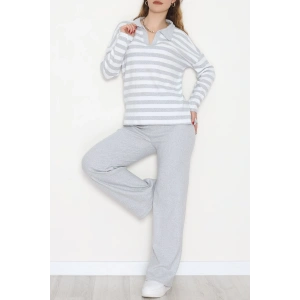 Polo Yaka Raporlu İnterlok Takım Gribeyaz - 42738.1567.