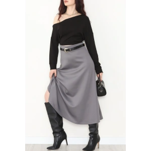 Puf Scuba Kumaş Uzun Etek Gri - 51104.1355.