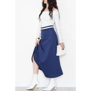 Puf Scuba Kumaş Uzun Etek Mavi - 51104.1355.