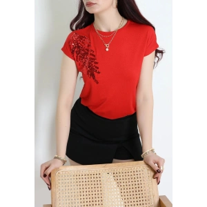Pul Detaylı Bluz Kırmızı - 44007.599.