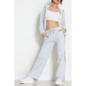 Pul İşlemeli 2 İplik Eşofman Takımı Gri - 40016.1857.