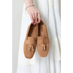 Püsküllü Süet Loafer Babet Taba - 32422.1846.