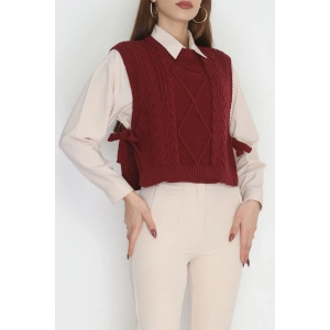 Püsküllü Süveter Bordo - 355.1577.