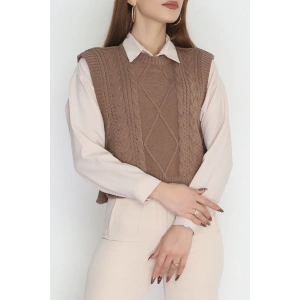 Püsküllü Süveter Mocha - 355.1577.