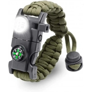 Pusula,fenerli Yüksek Desibel Düdüklü Hayatta Kalma Kamp Bilekliği  Haki
