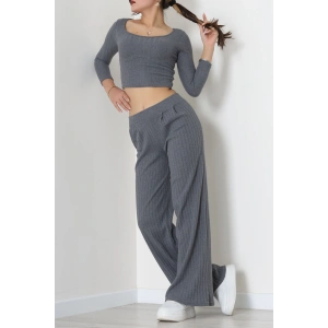 Raporlu İnterlok Çerçeve Yaka İkili Takım Koyugri - 51090.1567.