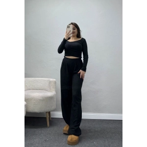 Raporlu İnterlok Çerçeve Yaka İkili Takım Siyah - 51090.1567.