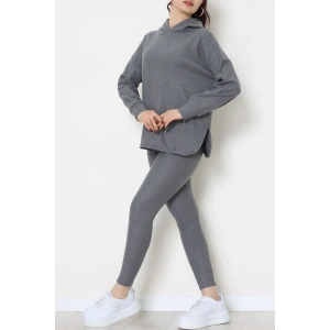 Raporlu İnterlok Kapşonlu İkili Takım Füme - 55040.1567.