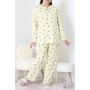 Ring Viskon Büyük Beden Pijama Takımı Sarı - 52202.1961.
