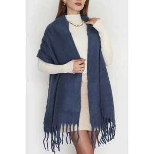 Saçaklı Düz Şal İndigo - 70865.1736.