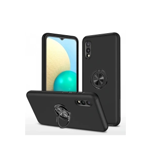 Samsung Galaxy A02 Kılıf Elit Yüzüklü Kapak - Siyah