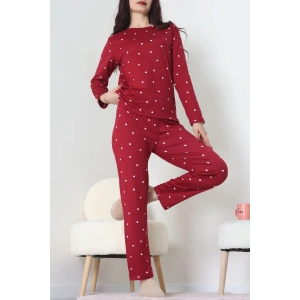 Sandy Alt Üst Aynı Pijama Takımı Bordobeyaz - 52166.1048.