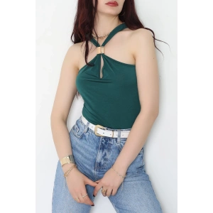 Sandy Önü Tokalı Çıtçıtlı Bluz Zümrüt - 42803.1949.