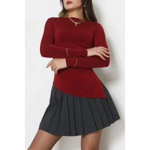 Sandy Yandan Drapeli Asimetrik Bluz Bordo - 42801.1949.
