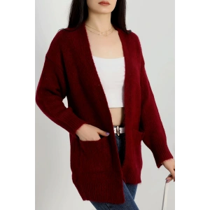 Şardonlu Triko Hırka Bordo - 31054.1766.