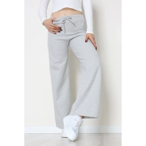 Selanik Kumaş Bel Lastikli Palazzo Pantolon Gri - 51228.1567.